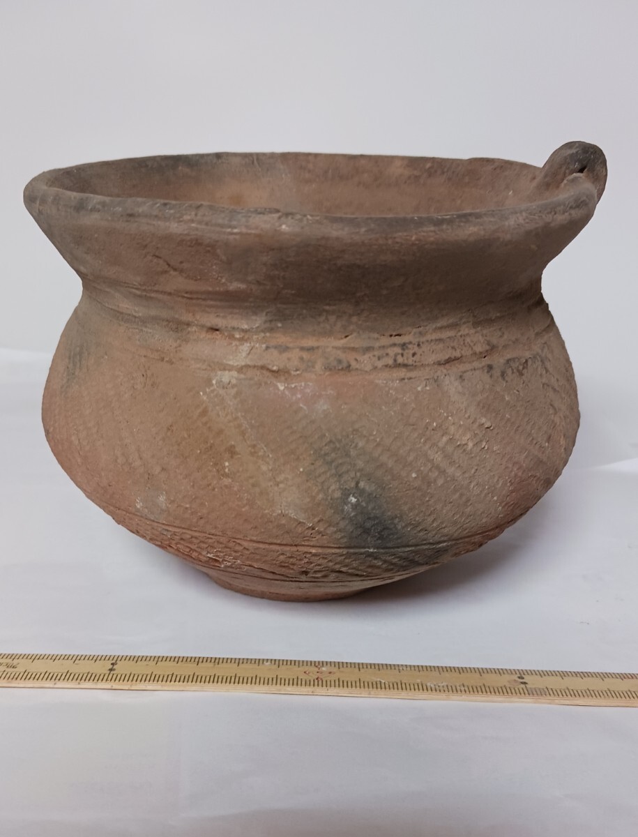 縄文土器浅鉢　縄文土器　浅鉢　甕（？）　縄文時代　中期～後期　平底　縄文　沈線　波状文（？）　黒斑　関東地方_画像3