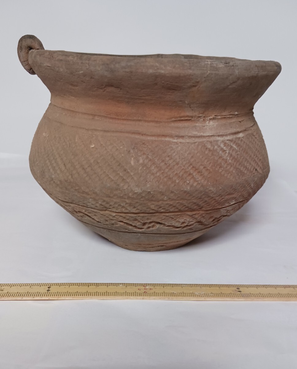 縄文土器浅鉢　縄文土器　浅鉢　甕（？）　縄文時代　中期～後期　平底　縄文　沈線　波状文（？）　黒斑　関東地方_画像1