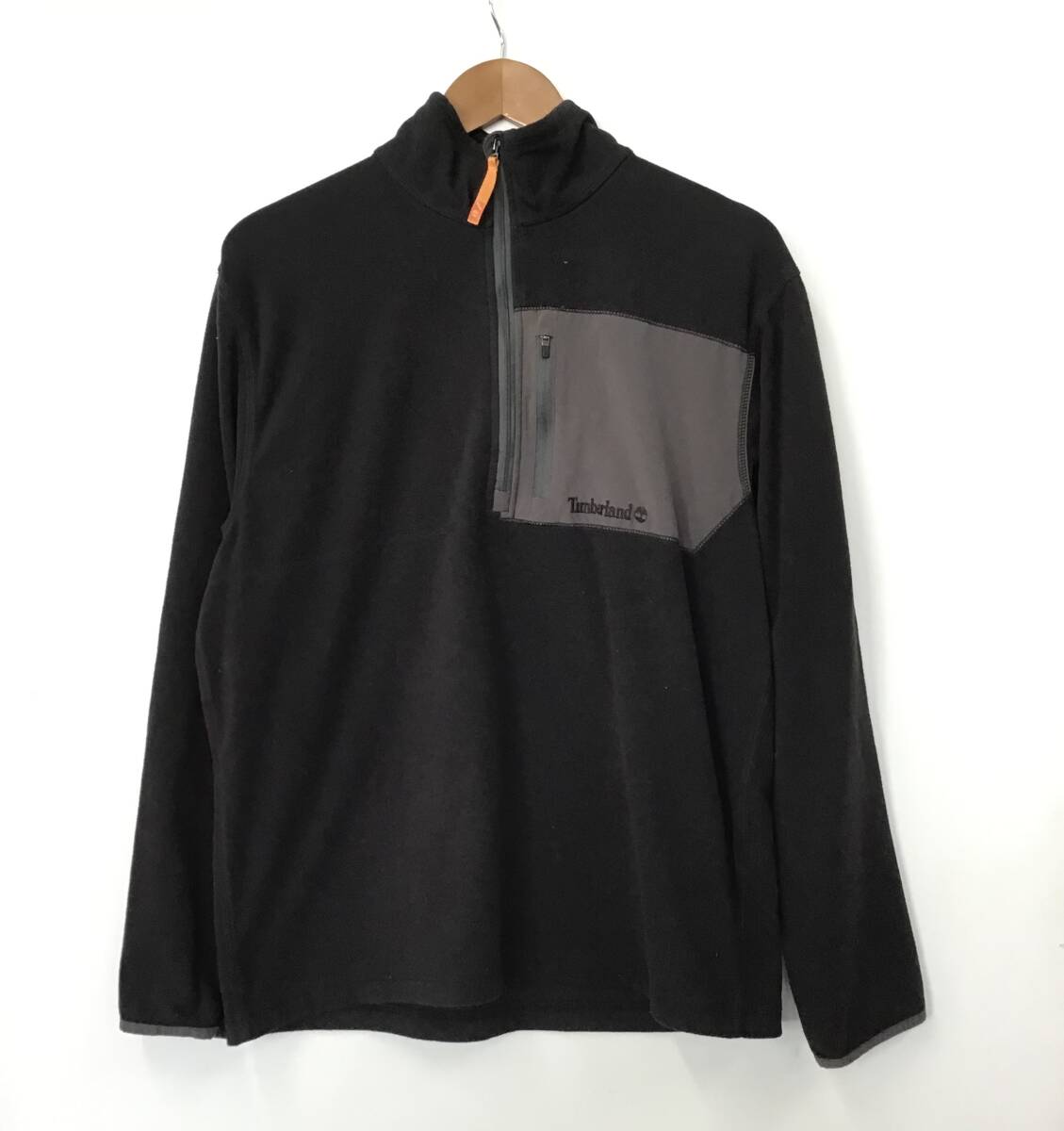 《 H 692 》Timberland ティンバーランド ハーフジップ フリース プルオーバー アウトドア Lサイズ 黒 トップス アメリカ古着 古着卸_画像1