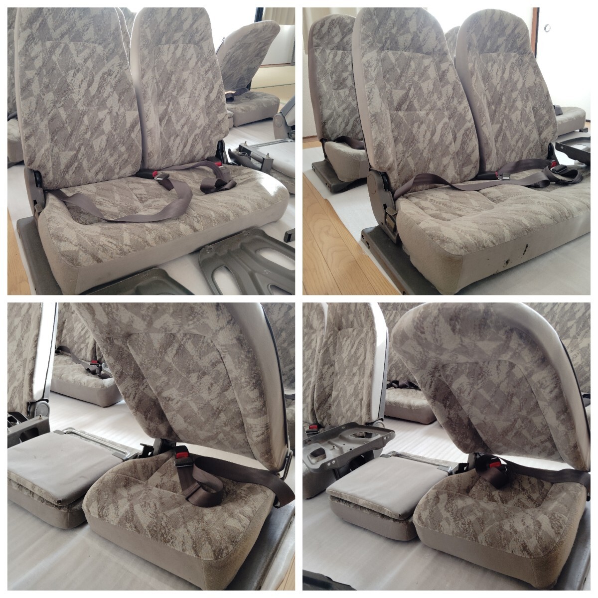 ■送料込■即決 三菱ふそう ローザ BE63DG 純正 後部座席 リアシート 運転席側 助手席側 補助席 最後列 マイクロ 12席分セット 204_画像8