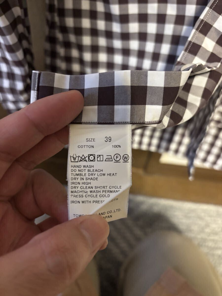 TOMORRMWLAND(トゥモローランド)長袖シャツ チェック柄 メンズ39 ブラウン系/ホワイト　 ギンガムチェック_画像3
