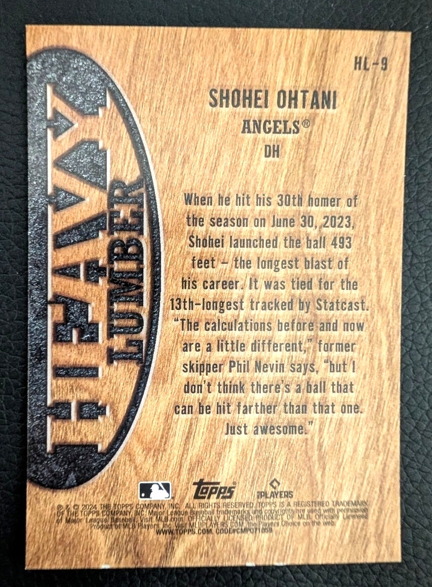 大谷翔平 2024 Topps Heavy Lumber #HL-9 エンゼルス / インサートカード 木目調 Shohei Ohtani Angels_画像6
