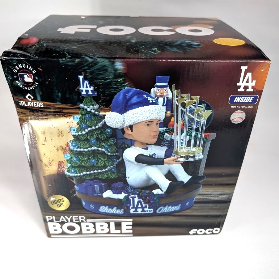 【新品・光る】大谷翔平 ドジャース 2024 ボブルヘッド FOCO クリスマス ライトアップ機能付 フィギュア_画像1