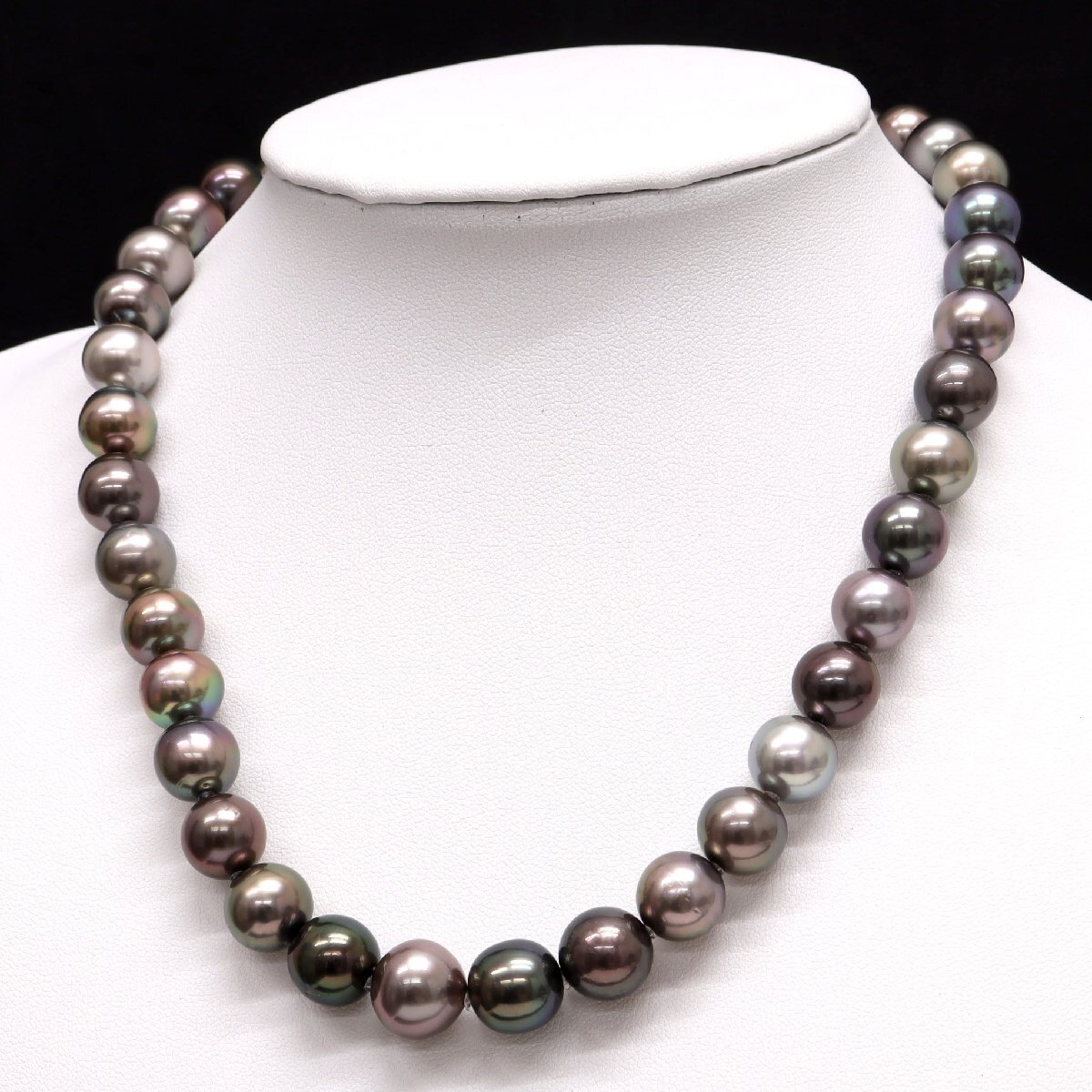 SV金具 タヒチパール ネックレス 9.2~12.0mm 黒蝶真珠■08C18_画像2