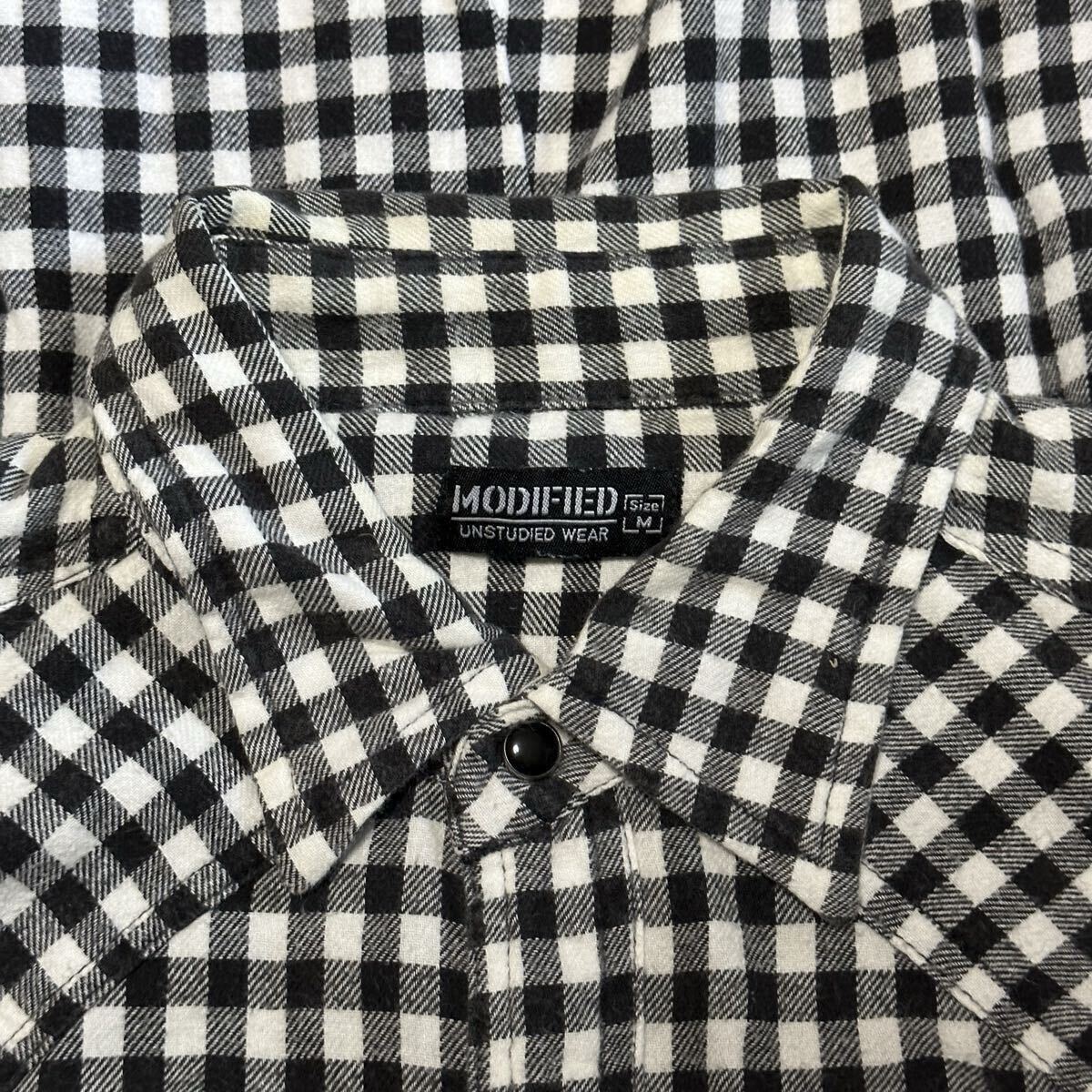 MODIFIED UNSTUDIED WEAR ウエスタンシャツ コットンネル ギンガムチェック M 長袖 古着 ヴィンテージ メンズ アメリカ カウボーイ_画像4