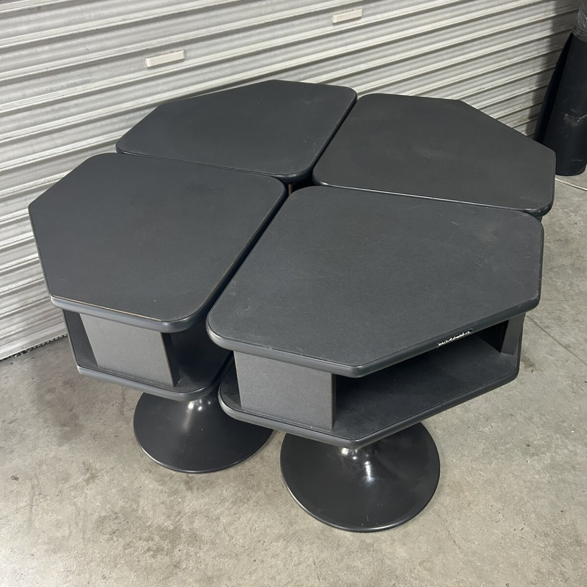 matsuoka マツオカ 麻雀 サイドテーブル 4台セット 2段 麻雀卓用 黒_画像1