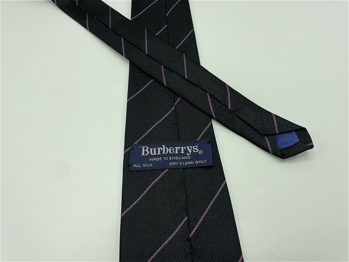 【超美品】Burberrys バーバリー ロゴ＆レジメンタル柄 ネクタイ 3本以上 送料無料 メンズ ブラック 1003212の画像2