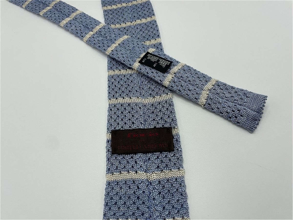 【超美品】United Arrows ユナイテッドアローズ ボーダー柄 ネクタイ 3本以上 送料無料 メンズ ブルー 1003077の画像2