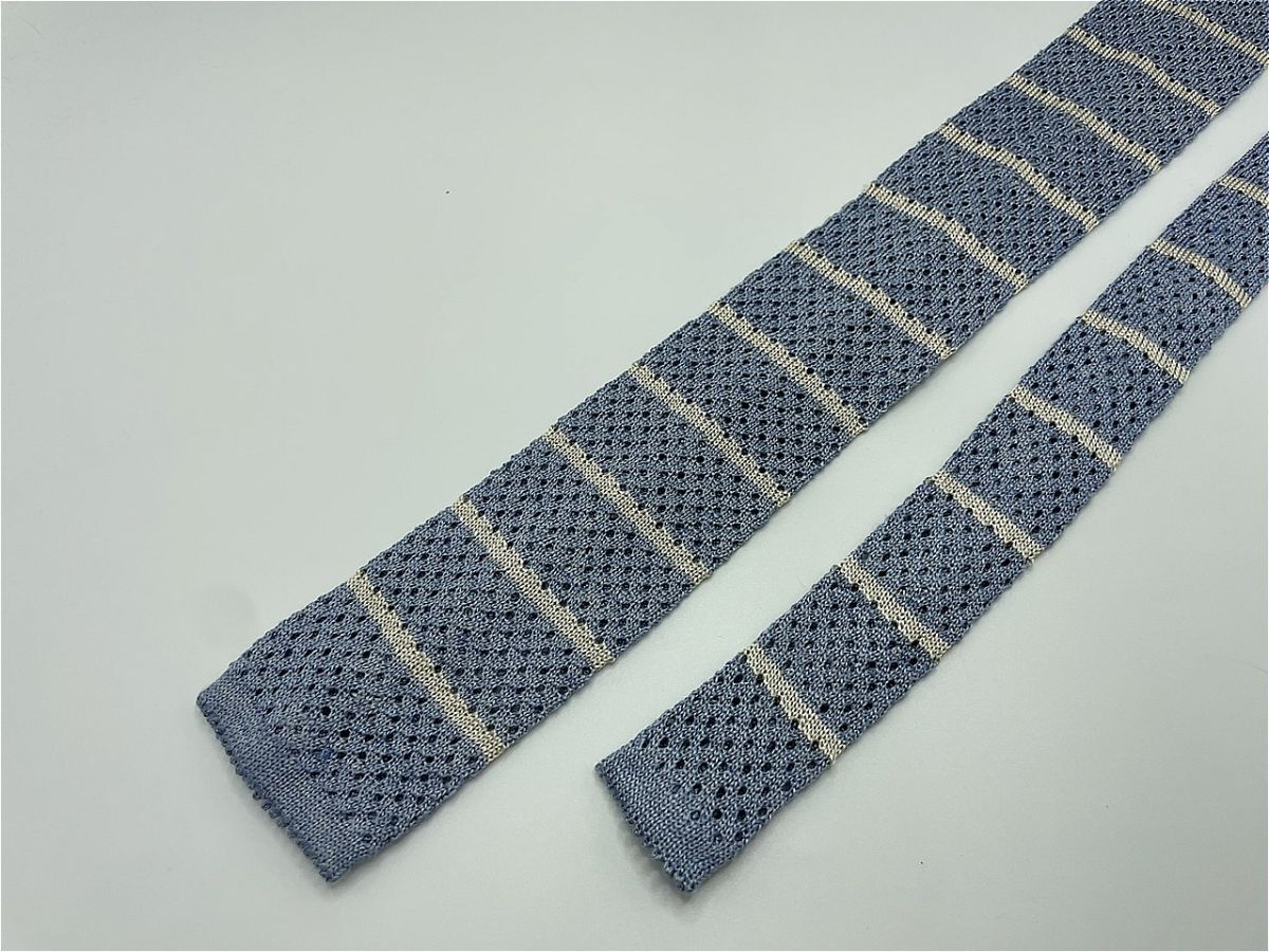 【超美品】United Arrows ユナイテッドアローズ ボーダー柄 ネクタイ 3本以上 送料無料 メンズ ブルー 1003077の画像4