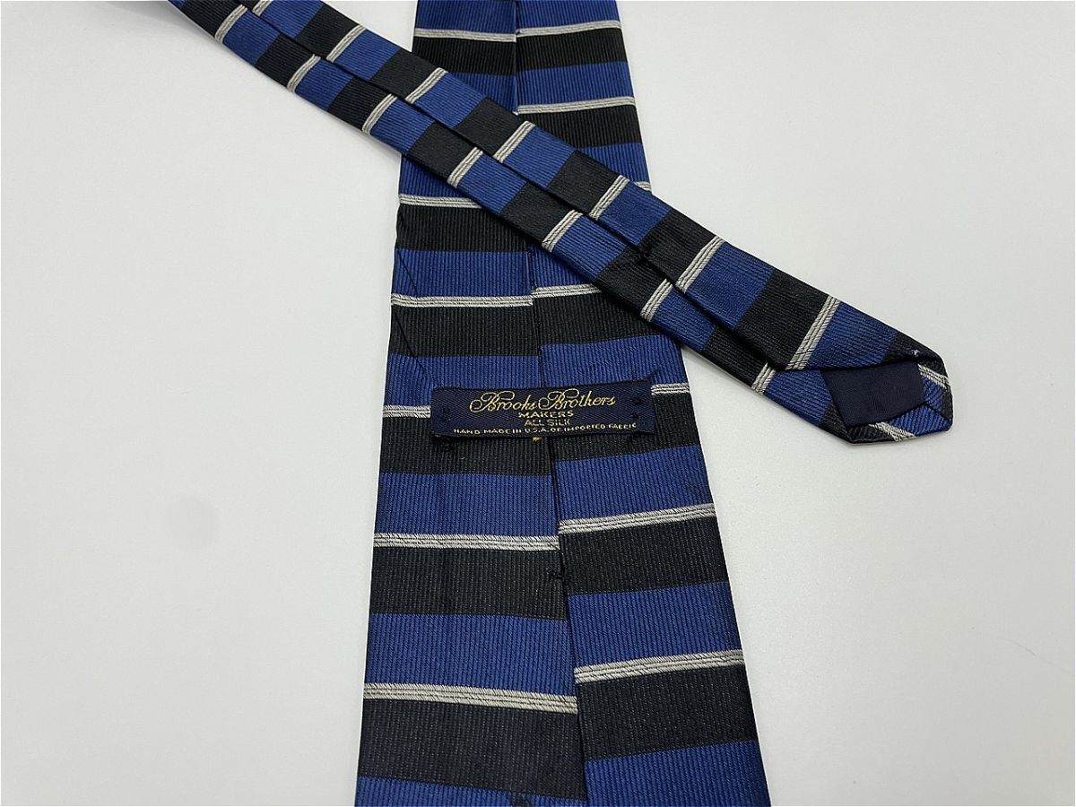 【美品】BrooksBrothers ブルックスブラザーズ ボーダー柄 ネクタイ 3本以上 送料無料 メンズ ネイビー系 1002227の画像2