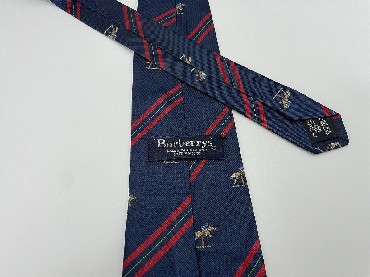 【超美品】Burberrys バーバリー ロゴ&レジメンタル柄 ネクタイ 3本以上 送料無料 メンズ ネイビー 1004261_画像2