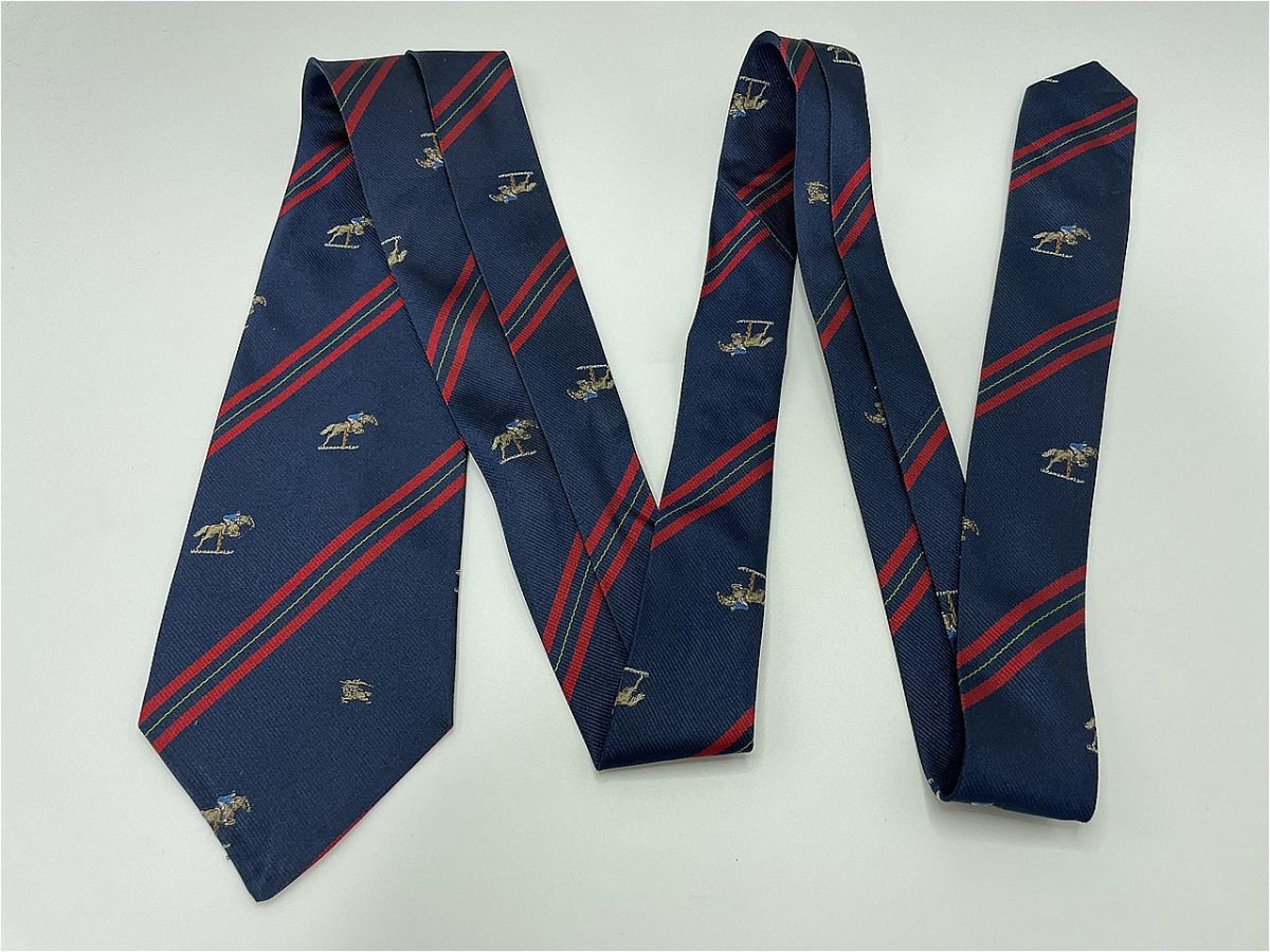 【超美品】Burberrys バーバリー ロゴ&レジメンタル柄 ネクタイ 3本以上 送料無料 メンズ ネイビー 1004261_画像3