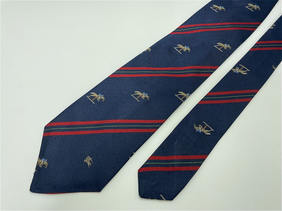 【超美品】Burberrys バーバリー ロゴ&レジメンタル柄 ネクタイ 3本以上 送料無料 メンズ ネイビー 1004261_画像4
