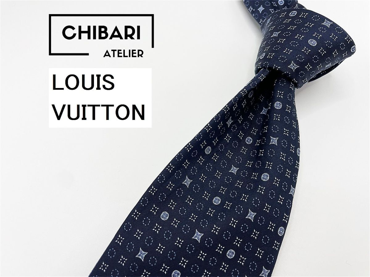 【超美品】LOUIS VUITTON　ルイヴィトン　ドット柄 ネクタイ 3本以上 送料無料 メンズ ネイビー　１円　1101004_画像1