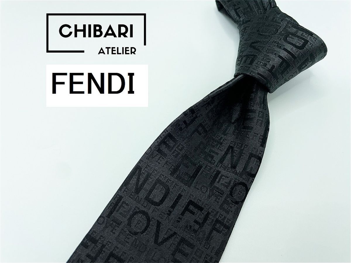 [ новый старый товар ]FENDI Fendi Logo re Touch рисунок галстук 3шт.@ и больше бесплатная доставка мужской черный 1 иен 1101265
