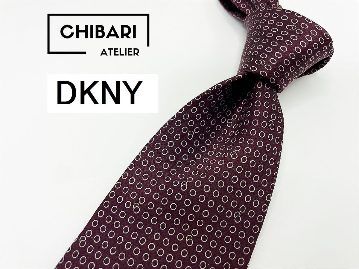 【超美品】DKNY　ダナキャラン　ドット柄 ネクタイ 3本以上 送料無料 メンズ ブラウン　1004120_画像1