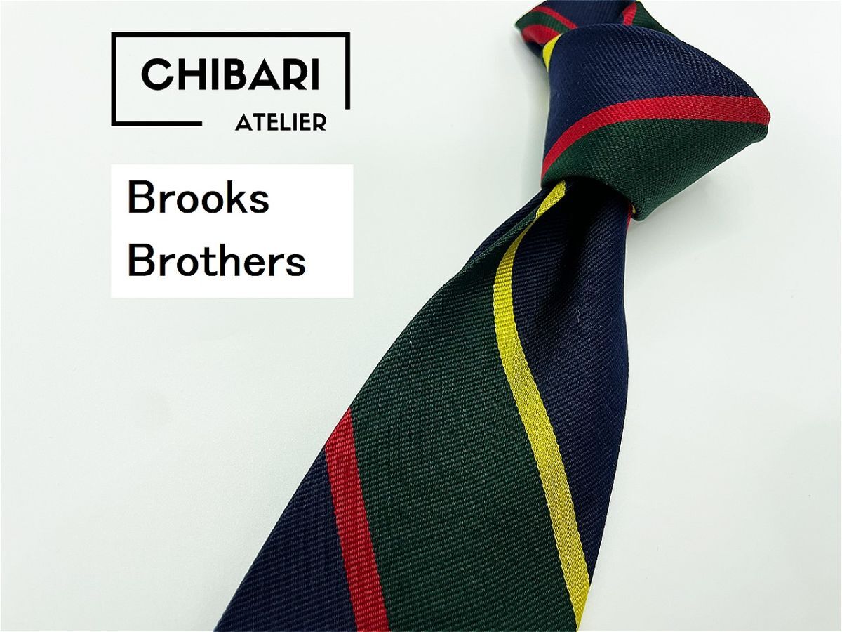 【美品】BrooksBrothers　ブルックスブラザーズ　レジメンタル柄 ネクタイ 3本以上 送料無料 メンズ ネイビー　1101044_画像1