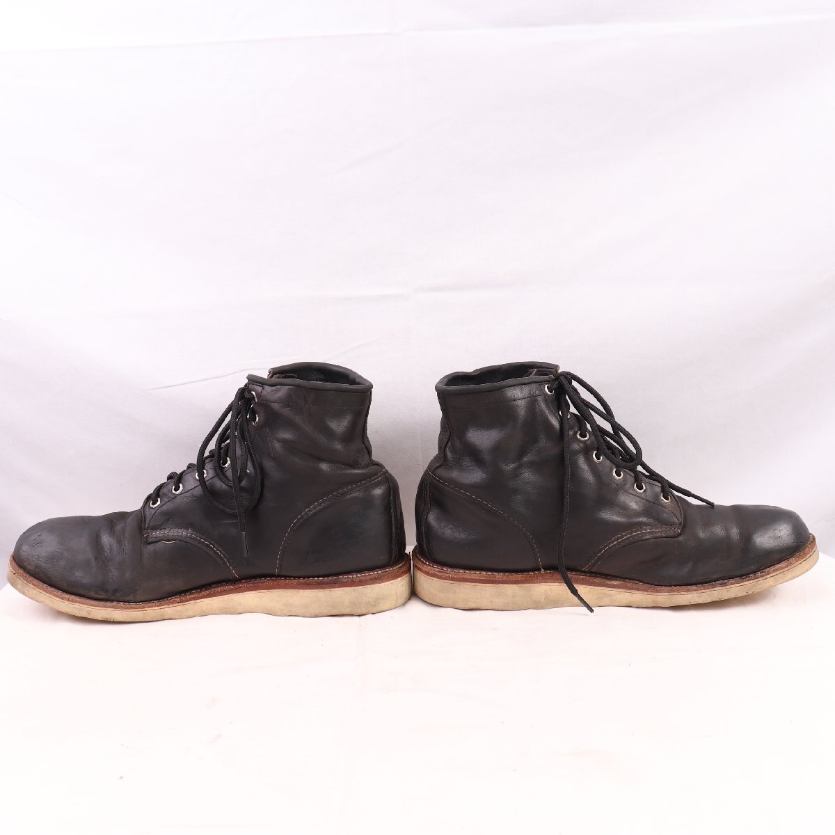 USA製 チペワ 12 D /30.0cm 位 編み上げブーツ ブラック 黒 レザー 黒タグ Chippewa BOOTS 7アイレット 古着 中古 eb1889_画像6