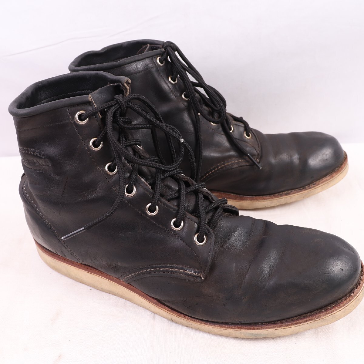 USA製 チペワ 12 D /30.0cm 位 編み上げブーツ ブラック 黒 レザー 黒タグ Chippewa BOOTS 7アイレット 古着 中古 eb1889_画像7
