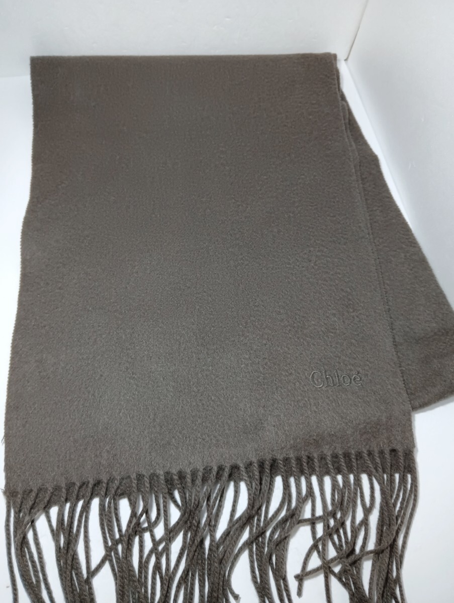 1円【良品】Chloe　クロエ　マフラー カシミヤ100％ フリンジ　ユニセックス_画像1