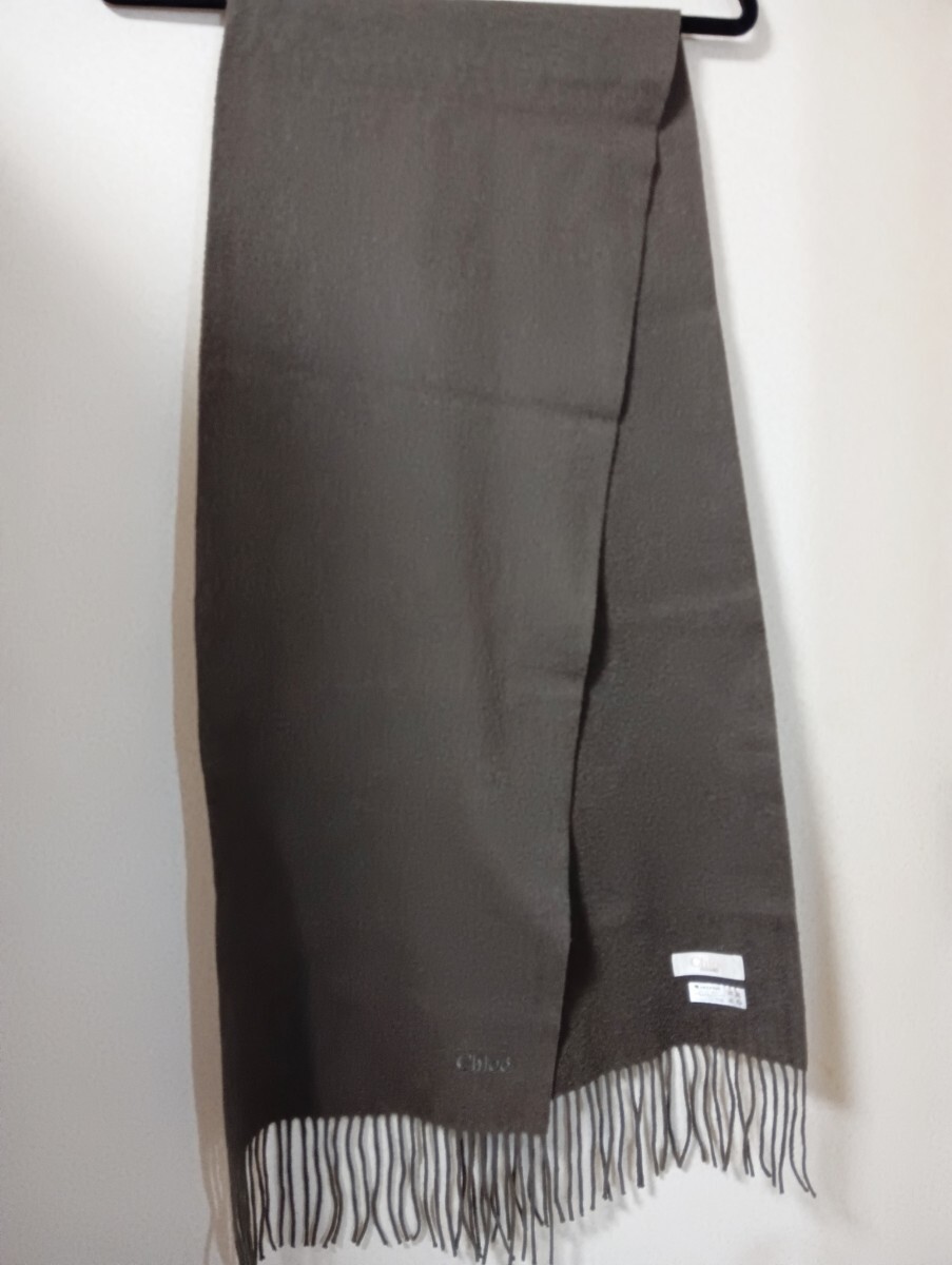 1円【良品】Chloe　クロエ　マフラー カシミヤ100％ フリンジ　ユニセックス_画像7