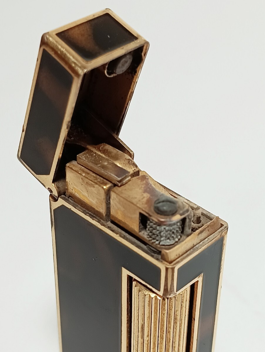 1円【現状品】dunhill ダンヒル ライター ガスライター ローラー式　ブラウンマーブル×ゴールド　喫煙具_画像3
