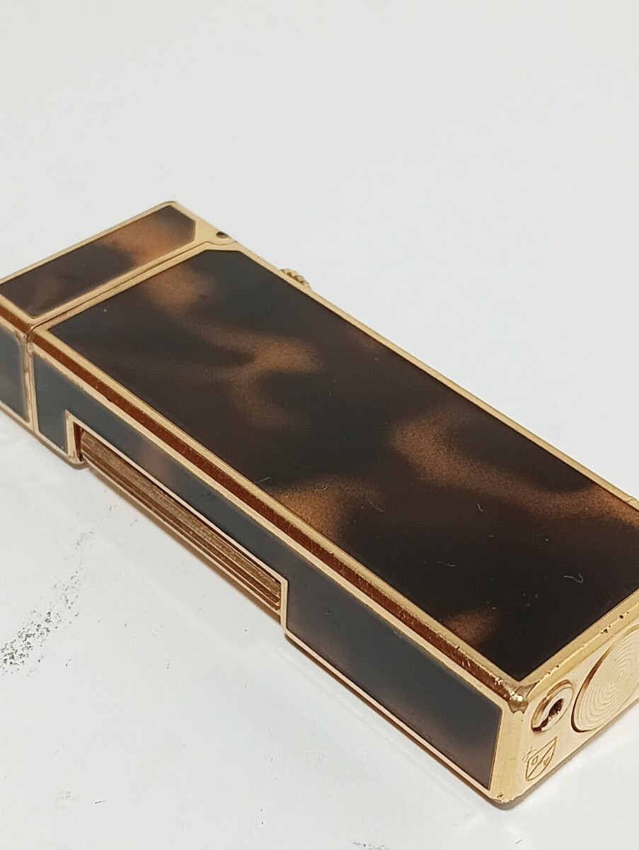 1円【現状品】dunhill ダンヒル ライター ガスライター ローラー式　ブラウンマーブル×ゴールド　喫煙具_画像9