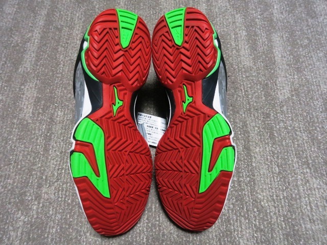 1.6万 未使用 タグ付 MIZUNO WAVE INTENSE TOUR 2 ミズノ ウエーブインテンスツアー2AC GREY/GREEN/BLACK US7.5 25.5cm オールコート用_画像7