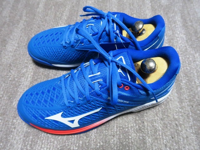 1.6万 完売品 未使用タグ付 MIZUNO ミズノ テニスシューズ ウエーブエクシード TOUR 4 AC オールコート ブルー×ホワイト×レッド 26cm 2E_画像1