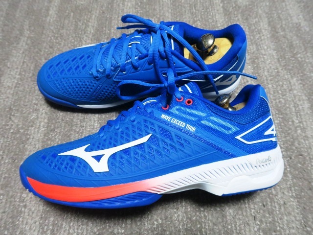 1.6万 完売品 未使用タグ付 MIZUNO ミズノ テニスシューズ ウエーブエクシード TOUR 4 AC オールコート ブルー×ホワイト×レッド 26cm 2E_画像2