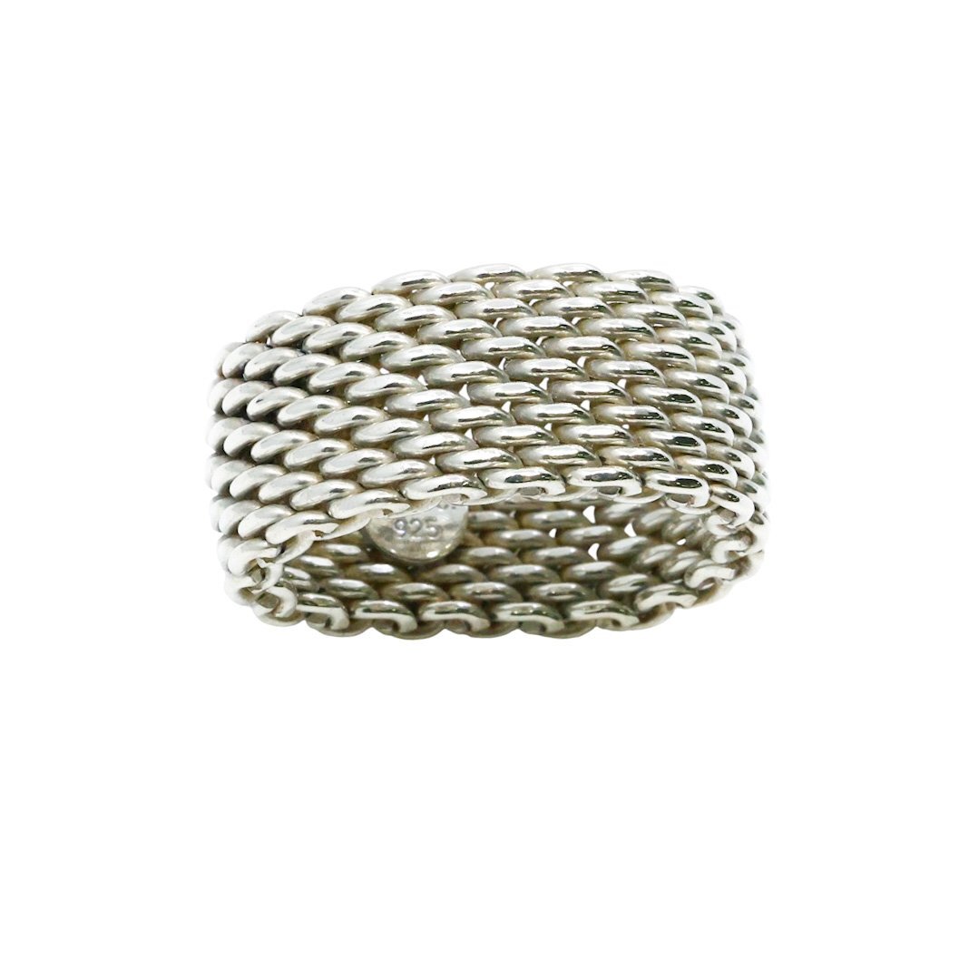 ■ 1円 ～ 正規 中古 美品 ■ ティファニー Tiffany &Co.■ サマセット メッシュ リング ■約 10号 指輪 シルバーAg 925 アクセ ジュエリー_画像1