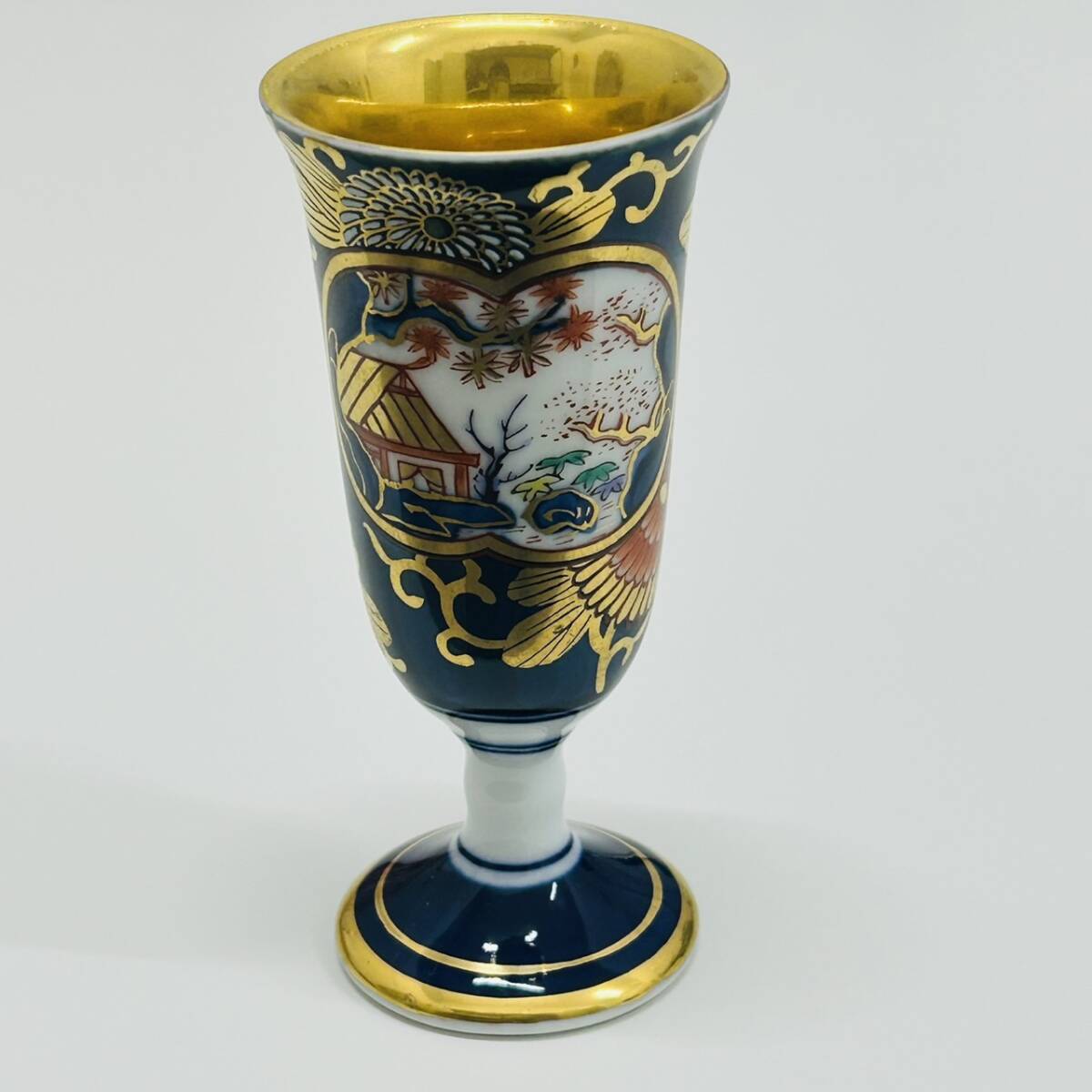 #719　有田焼 其泉作 琳派古伊万里 ワインカップ 　金彩 草絵/色絵/ワイングラス/古伊万里/酒器/陶器/食器_画像4