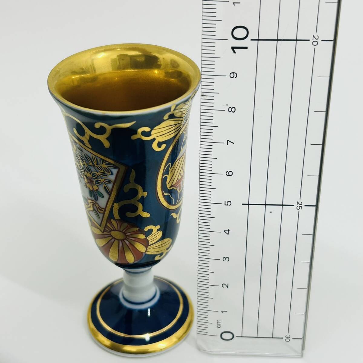 #719　有田焼 其泉作 琳派古伊万里 ワインカップ 　金彩 草絵/色絵/ワイングラス/古伊万里/酒器/陶器/食器_画像9
