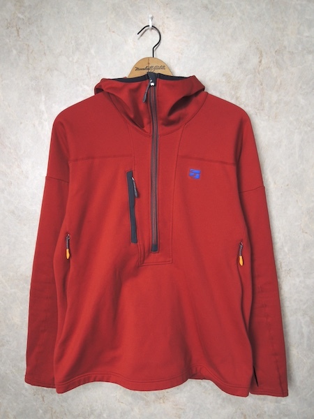 ファイントラック ドラウトレイフーディ プルオーバー◆メンズLサイズ/ミドルレイヤー/ソフトシェル/フリース/アウトドア/ミッド/えんじ赤_画像1