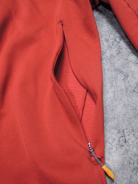 ファイントラック ドラウトレイフーディ プルオーバー◆メンズLサイズ/ミドルレイヤー/ソフトシェル/フリース/アウトドア/ミッド/えんじ赤_画像8