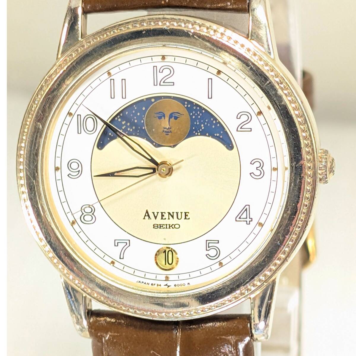 セイコー AVENUE ムーンフェイズ メンズ 電池ベルト交換済み稼働品 F-12_画像2