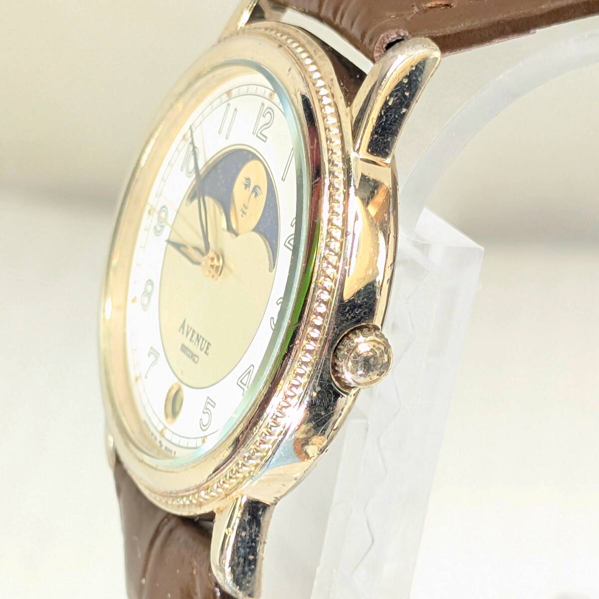 セイコー AVENUE ムーンフェイズ メンズ 電池ベルト交換済み稼働品 F-12_画像3