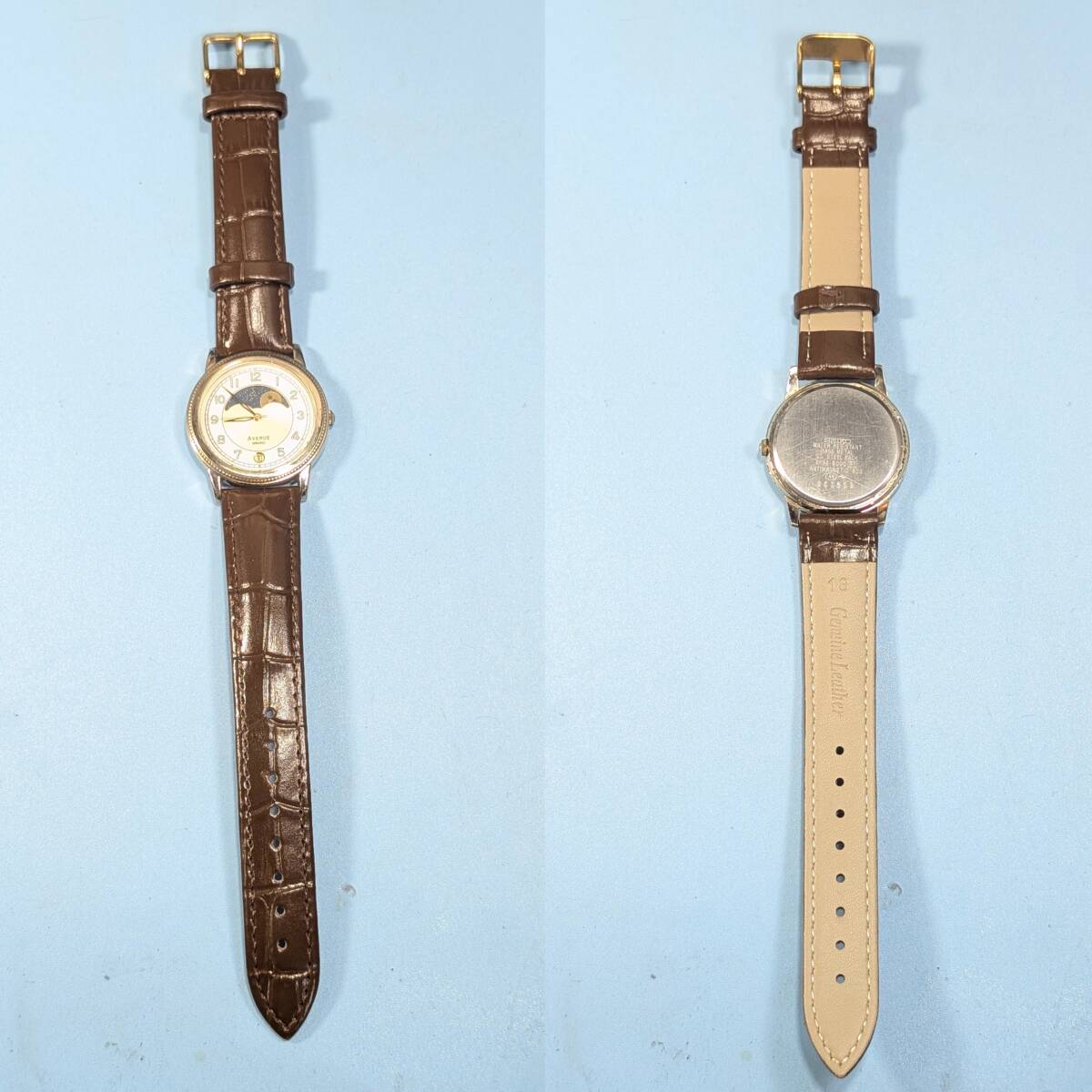 セイコー AVENUE ムーンフェイズ メンズ 電池ベルト交換済み稼働品 F-12_画像8