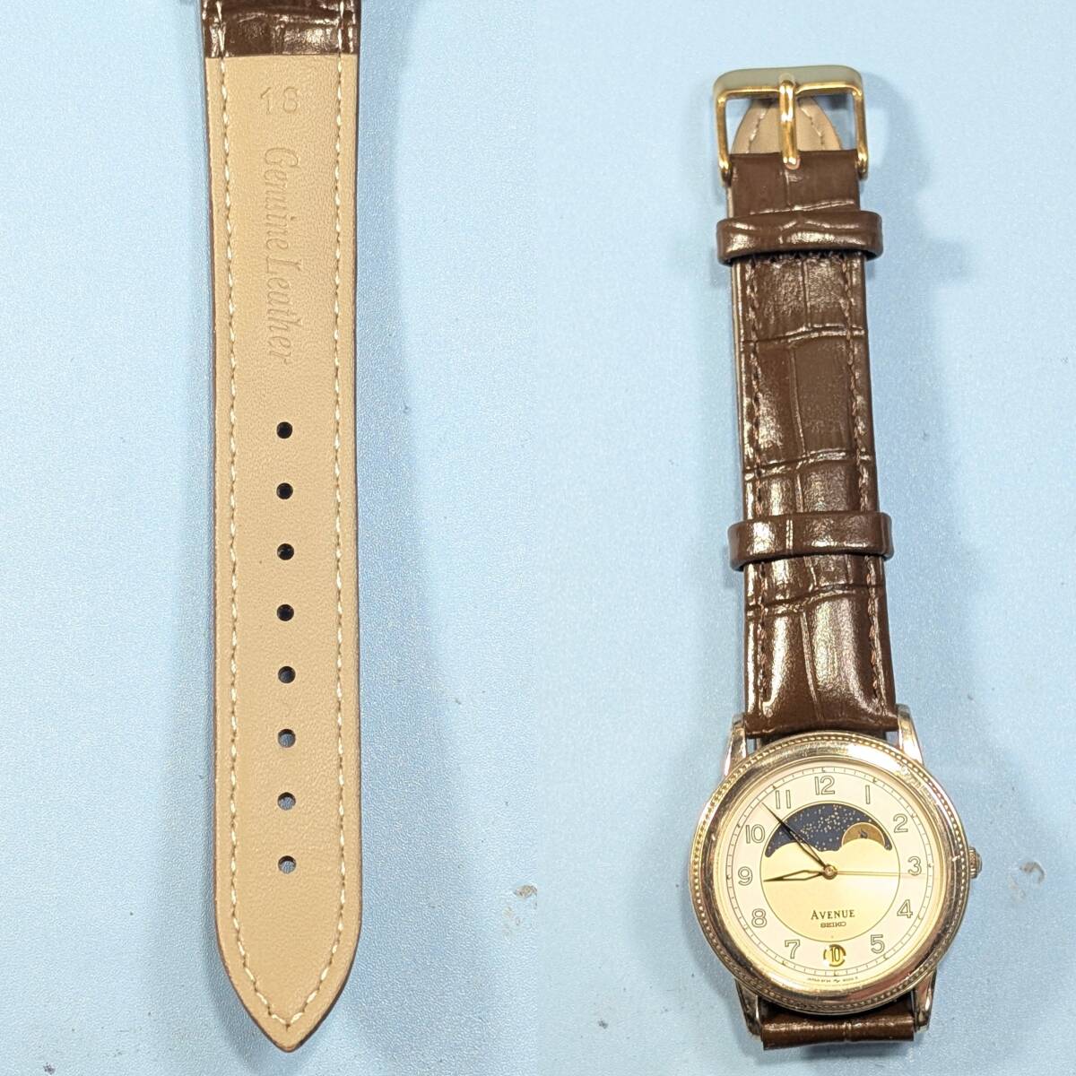 セイコー AVENUE ムーンフェイズ メンズ 電池ベルト交換済み稼働品 F-12_画像9