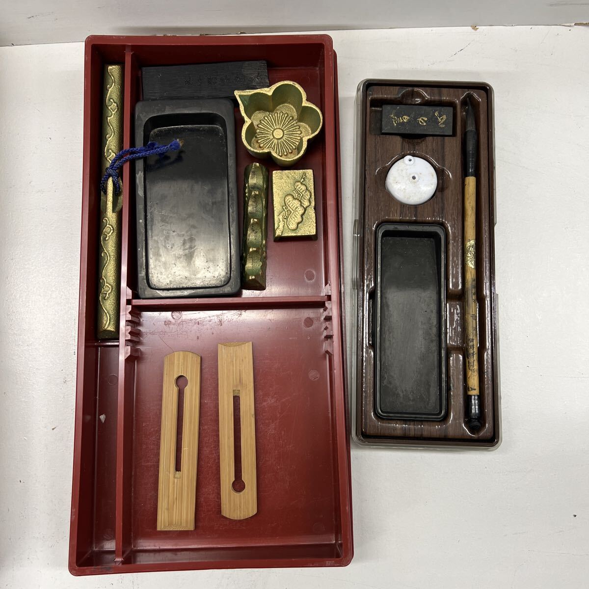 【ヤ100】 書道道具 筆 硯 墨 文鎮 中国 硯箱 文具 書道 セット箱付き 空ケース 未使用品 使用品 まとめて 11点_画像6