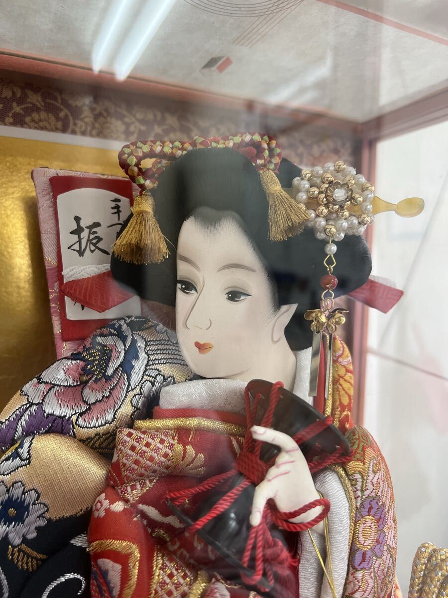 【ゆ120】① 羽子板飾り 高さ55㎝ ガラスケース入り 節句飾り物 ガラスケース付 置物 着物 昭和レトロ 飾り 日本人形_画像8