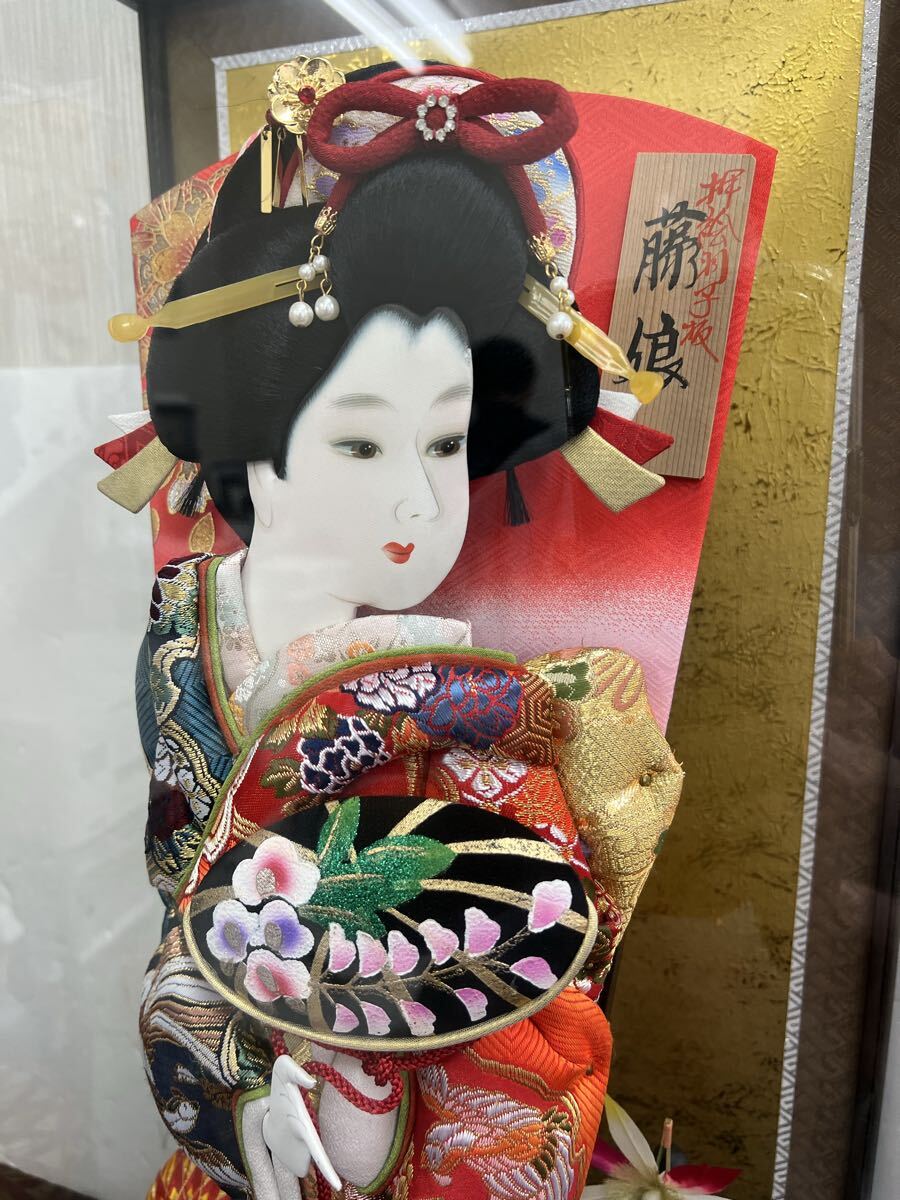【ゆ140】② 羽子板飾り 高さ66㎝ ガラスケース入り 節句飾り物 ガラスケース付 置物 着物 昭和レトロ 飾り 日本人形 _画像4