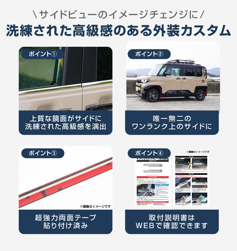 新型デリカミニ ekスペース ルークス ウィンドウトリム ガーニッシュ 鏡面 2025年フルモデルチェンジ後対応 予約/1月20日頃入荷予定_画像5