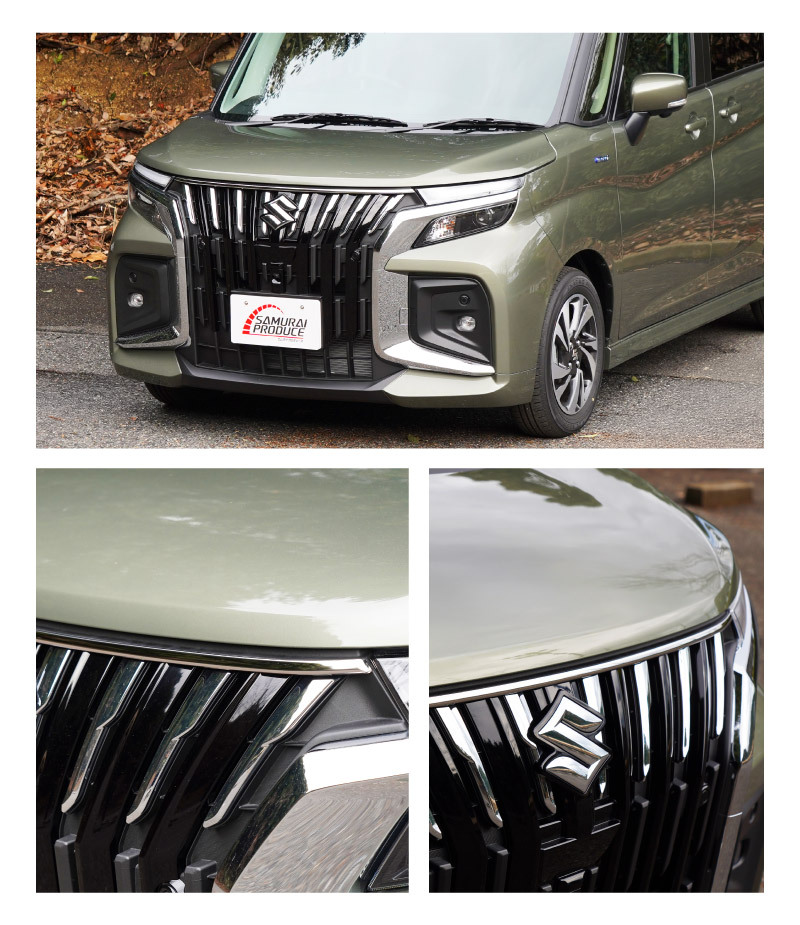 新型ソリオバンディット MAD7S デリカD:2カスタム フロントエンブレム上ガーニッシュ 1P 鏡面仕上げ_画像4