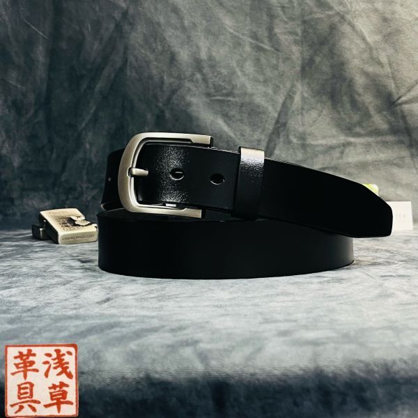 【浅草革具】 イタリアンレザー 牛革 フリーサイズ カジュアル メンズ ベルト 新品 未使用 男性 紳士 1円 一円 本革 レザー　黒　ブラック_画像1