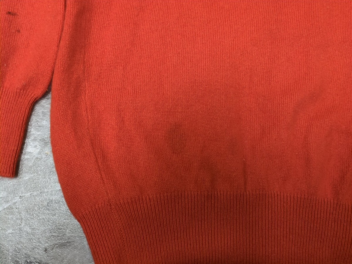 14. カシミア100% Lui Chantant 無地 ブランク カシミヤ ニット カーディガン CASHMERE ワールド サイズ9 メンズM相当 オレンジx605_画像4
