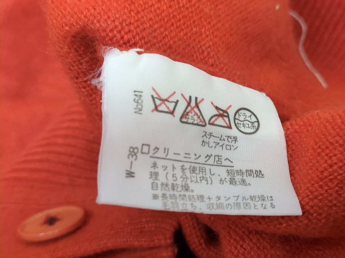 14. カシミア100% Lui Chantant 無地 ブランク カシミヤ ニット カーディガン CASHMERE ワールド サイズ9 メンズM相当 オレンジx605_画像8