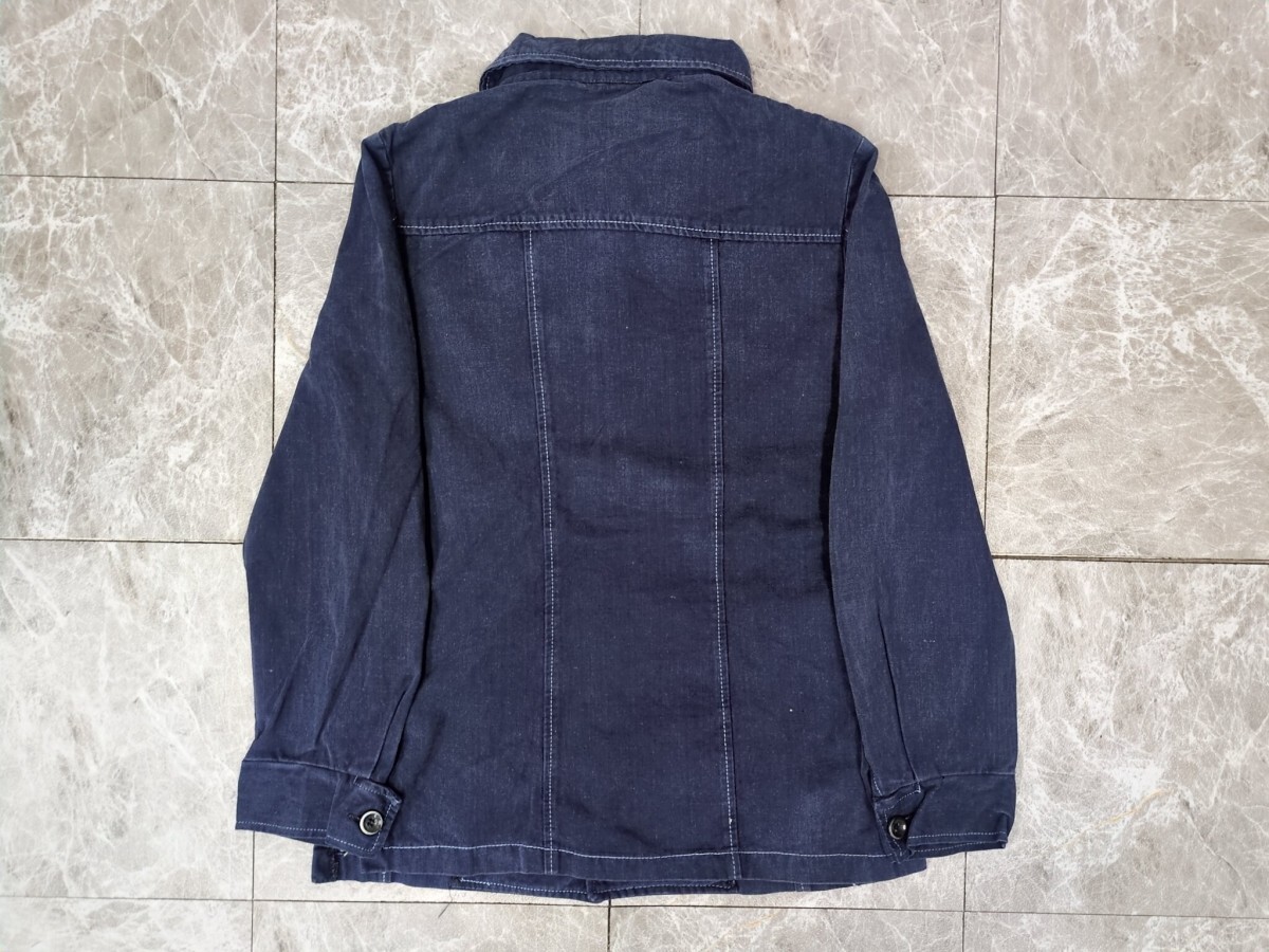 17. 70s80s Day’s Sportswear モールスキン生地 ロングポイントカラー ヴィンテージ コットン フェード ジャケット メンズ38 紺系y603_画像3