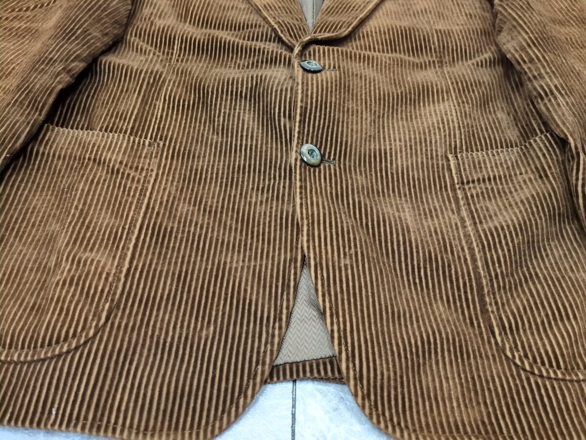 8. 90s niedieck brilliant velvet 日本製 ヴィンテージ コットン コーデュロイ テーラード ジャケット メンズ170 茶 y603_画像5