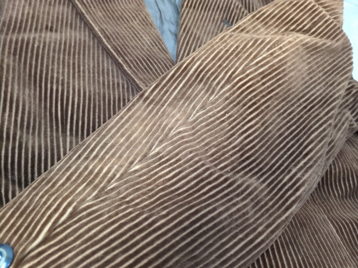 8. 90s niedieck brilliant velvet 日本製 ヴィンテージ コットン コーデュロイ テーラード ジャケット メンズ170 茶 y603_画像7